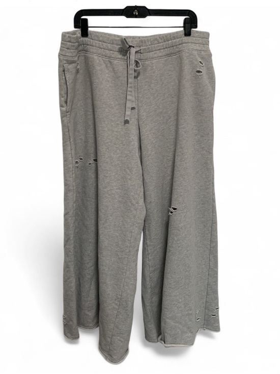 aerie Pants - Aerie Light Gray Distressed Wide-Leg Sweatpants